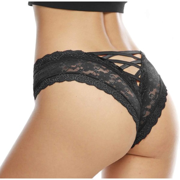 ishie Sexig V-Back Criss Cross Trosor Black Lace X-Large