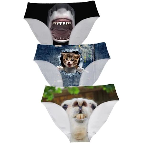 lukee Sexiga damunderkläder trosor andningsbara hipster trosor vit alpacka tryck 3 st djur 8 X-Large