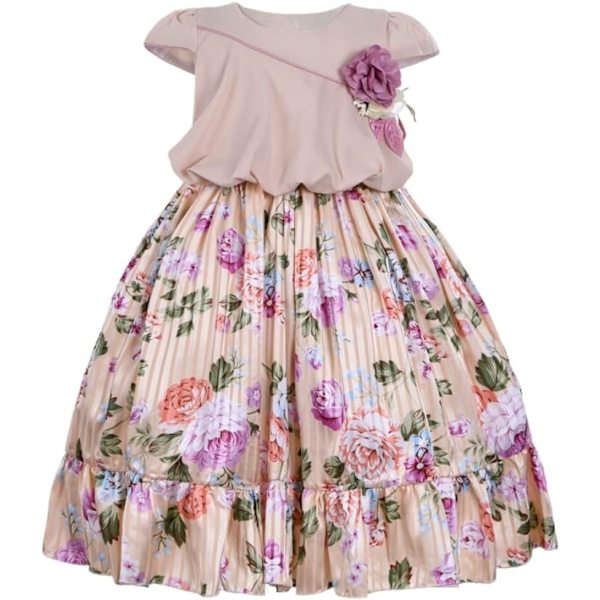 Cosplay Elegant Flower Glown Dress för flickor Unga vuxna Mode Bow Flower Barn Fest Festival Åldrar 5-9 år gammal Persika - 9 6 år
