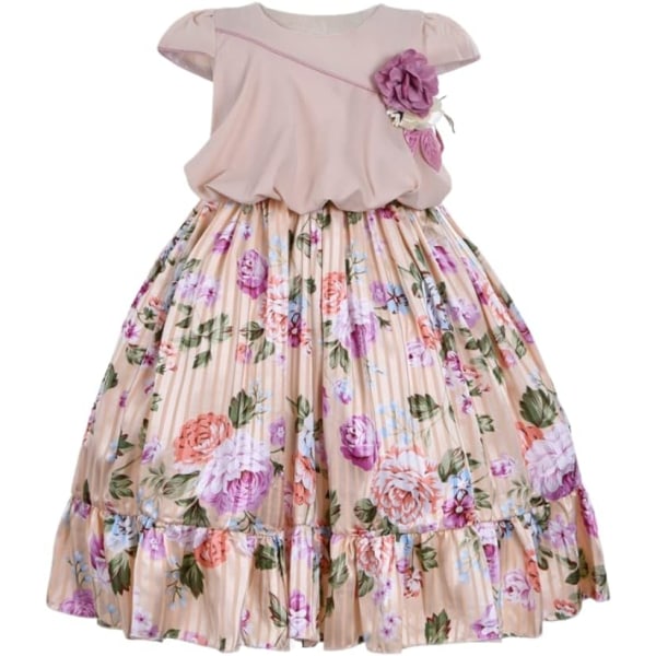 Cosplay Elegant Flower Glown Dress för flickor Young Adult Fashion Bow Flower Barn Party Festival Åldrar 5-9 år gammal Peach - 9 5T