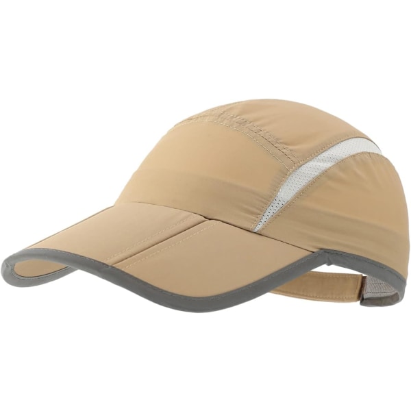 racy Unisex Snabbtorkande Sportkeps Cap Andningsbar, vikbar cap med reflekterande brätte Khaki Medium