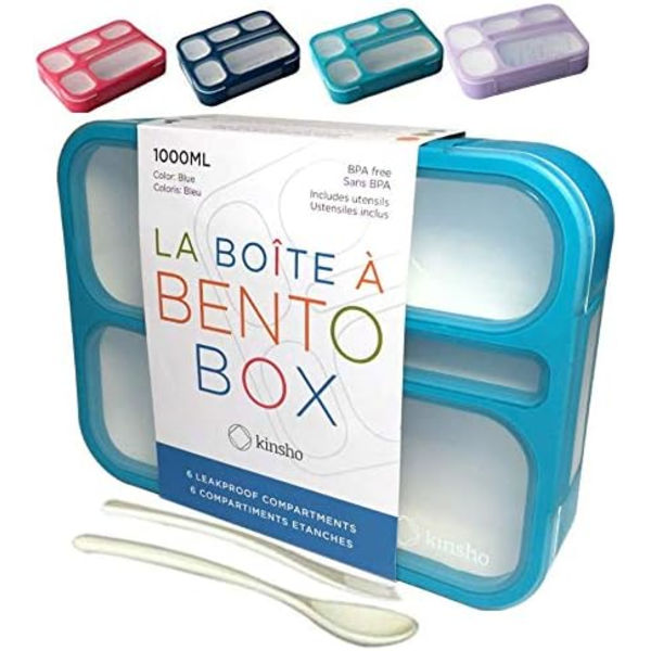 Bto-Box Lunchlådor för barn, pojkar, vuxna. Läckagesäker lunchset, Bentolådor för skola eller arbete. Portionsbehållare. BPA-fri. 6 fack. Gaffel &