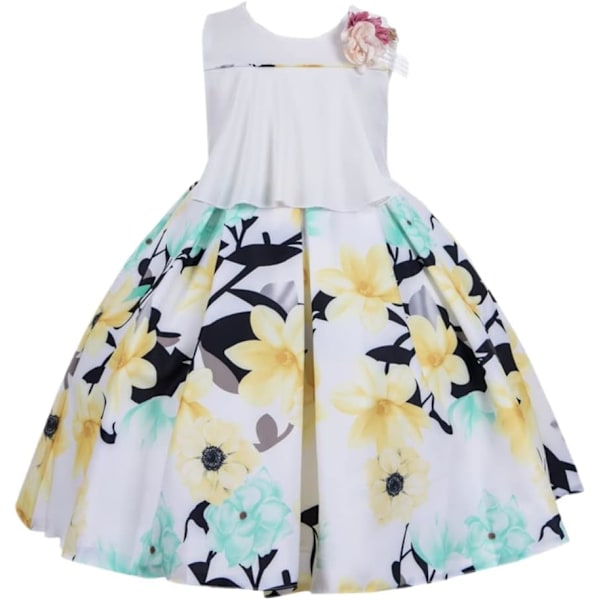 Cosplay Elegant Flower Glown Dress för flickor Unga vuxna Mode Båge Blomma Barn Fest Festival Åldrar 5-9 år Gammal Gul 9 år