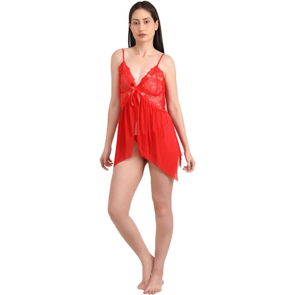 asing Strings Lingerie för kvinnor Spets Babydoll Nattkläder Boudoir Outfits Röd Standard Medium