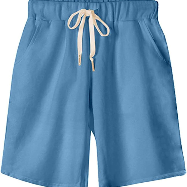 ket Dammjuk mjuk stickad elastisk midja jersey Bermuda shorts med dragsko