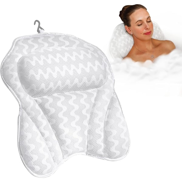 Lurious badkudde för kvinnor och män :: Ergonomisk badkudde för nacke, huvud och axlar :: Med Quilted Air Mesh för andningskomfort :: Inklusive