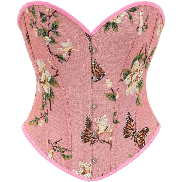 underkläder Dam Retro Vintage viktoriansk Push Up Bustier Gå ut Crop Top Linne Korsett Korsett Rosa Blommig Medium