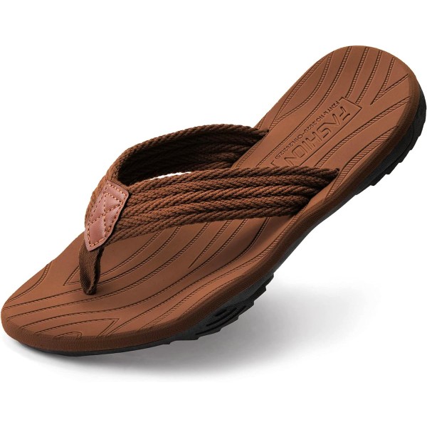 GNAR Flip Flops för män, Komfortsandaler med stringtrosor med bågstöd, Snabbtorkande halkfria reglage för Outdoor Summer Beach Brown 11 US