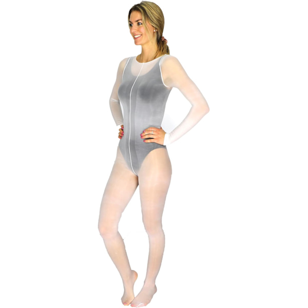 Genomskinlig blank bodystocking med gren