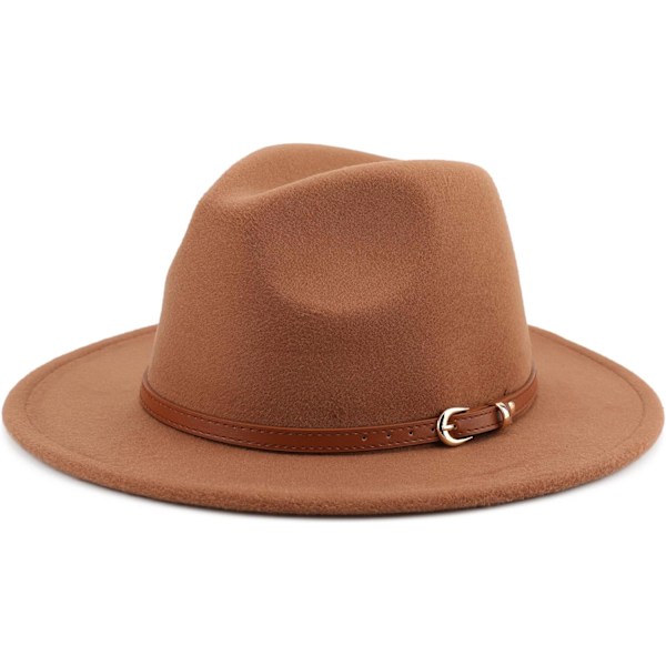 esh Bred Brätte Unisex Klassisk Bälte Spänne Fedora Hatt G Kaffe