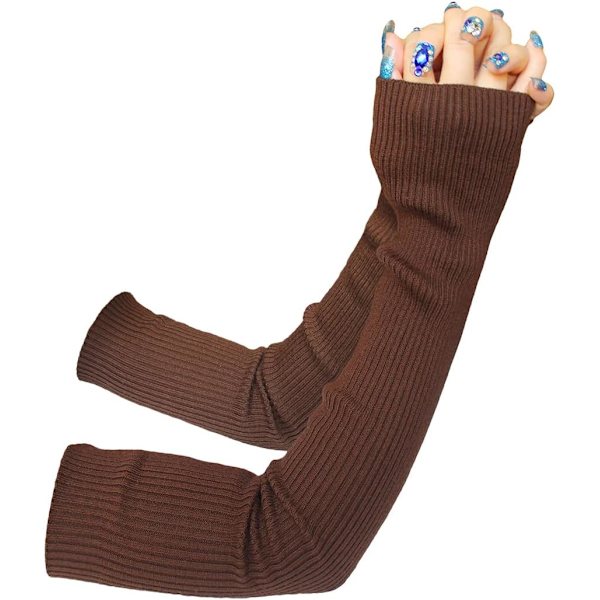 re Maison Dam vinterfingerlösa stretchiga kashmirullhandskar långa armvärmare modeslevar 14-mörk kaffe