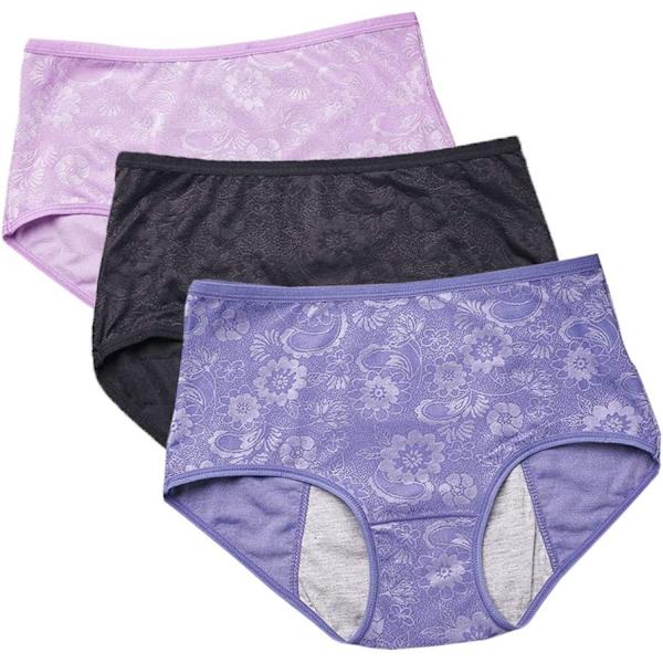 I FASHION Menstruationsperiodkalsonger Jacquard Lättstädade Trosor Svart,Blå,Lotu X-Small