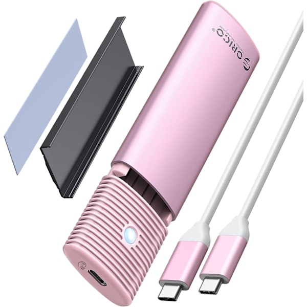 M.2 NVMe & SATA SSD-höljesadapter verktygsfri, USB C 3.2 Gen 2 10 Gbps NVME, 5 Gbps NGFF SATA PCIe M-Key(B+M Key) 2230/2242/2260/2280, Aluminium extern M2-läsare stödjer UASP Trim- PWDM2 Rosa
