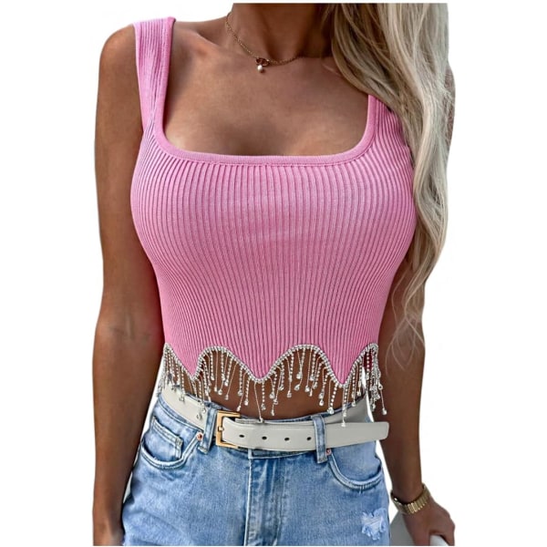 caela Dam Metallic Reflex Strapless Off Shoulder Crop Tube Top Rave Party Bandeau BH Pink Wave Small