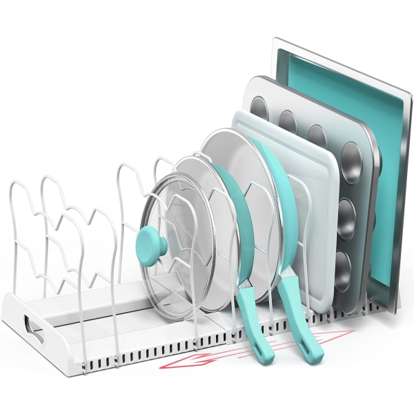 pleHouseware Justerbar 7 Fack Pan Organizer, Vit  10 Fack