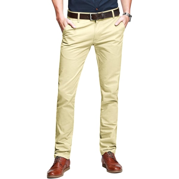 ch herr Slim Tapered Flat Front Casual byxor 8118 Beige 40