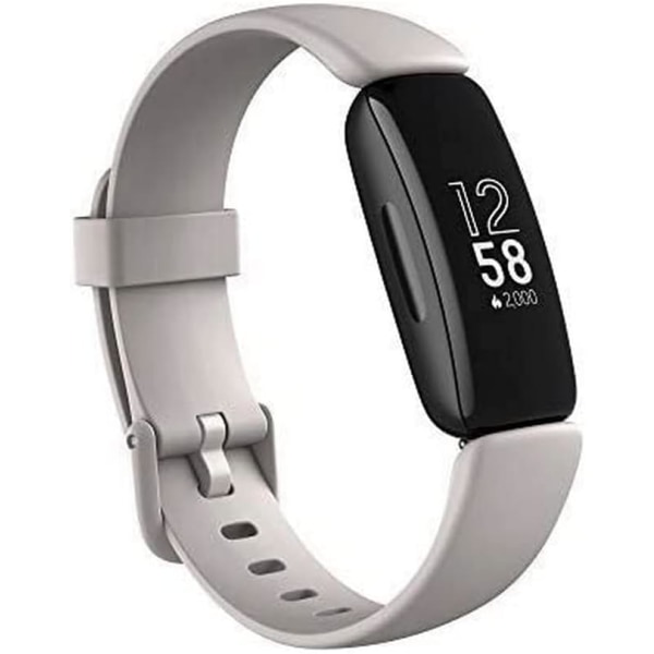 Inspire 2 Health &amp; Fitness Tracker med en gratis 1-årig Fitbit Premium-testperiod, 24/7 puls, svart/vit, standard i en one size