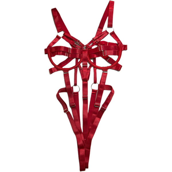 EAN Dam Sexy Lace Up Teddy Lingerie Bodysuit Läder Lingerie Bobydoll Bodysuit Qunzi10 Stor