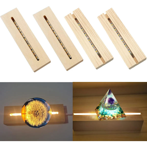 CYTOOL 6 tum rektangulär displaypiedestal, LED-ljusdisplaybas, kristallträbelyst basstativ för laserkristallglashartskonst akrylpapperw