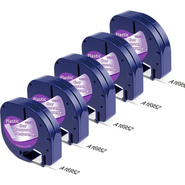 Aomi kompatibel etikettbyte för DYMO LetraTag påfyllningar genomskinlig transparent LT Pastic Tape 16952 för DYMO LetraTag 100H LT-100T Plus LT110T QX50 L