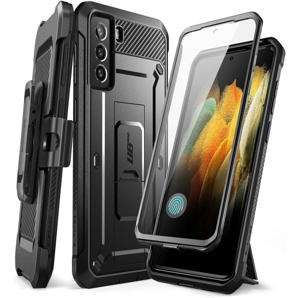 CASE Unicorn Beetle Pro Series- case Designad för Samsung Galaxy S21 FE (2022 release), helkroppsdubbellager, robust hålsvart