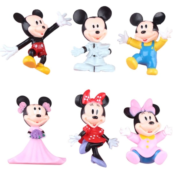 6st Minnie Cake Toppers,10 st Minifigurer Set, Födelsedagstårta Topper, Micky Festdekorationer,Minnie Födelsedagsdekorationer, Micky Cake Decorations f