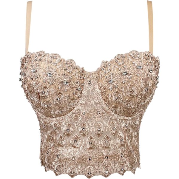 kiss Dam Sexy Reigning Lace Rhinestone Bustier Bröllop Fest Crop Top Behå Väst Hud X-Small