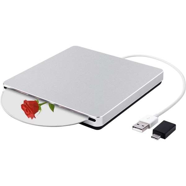 xternal CD DVD-enhet USB/Typ-C Slim Bärbar CD DVD-brännare Spelarplats i CD Ro