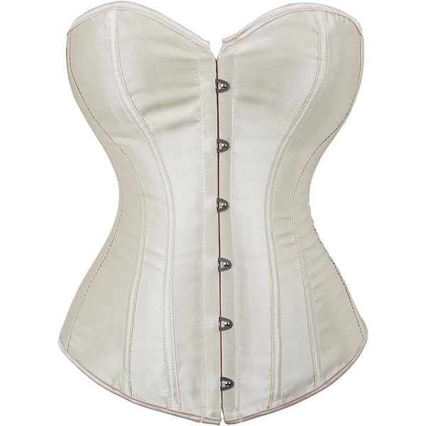 IGEJI Satin Sexig Stark Benad Korsett Snörning Överbyst Midja Cincher Bustier Bodyshaper Topp Aprikos Färg-8 Stor