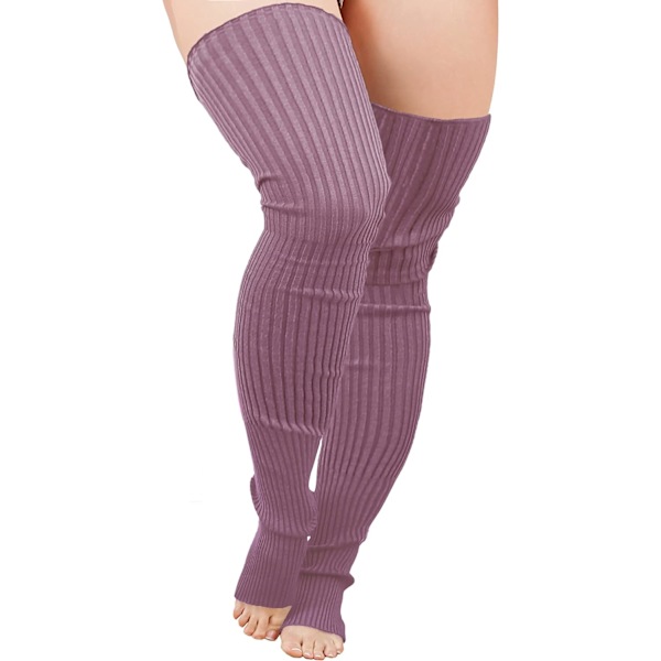 Plus Size Stickade Benvärmare Kvinnor Tjocka Lårhöga Stövlar Extra Långa Stora Strumpor Plus Size- Berr