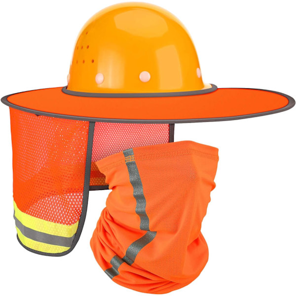 cs Solskyddshjälm Nackskydd Hög Synlighet Full Brätte Mesh Solskydd och Nackskydd Gaiter Bandana Ansiktsduk för Har Orange