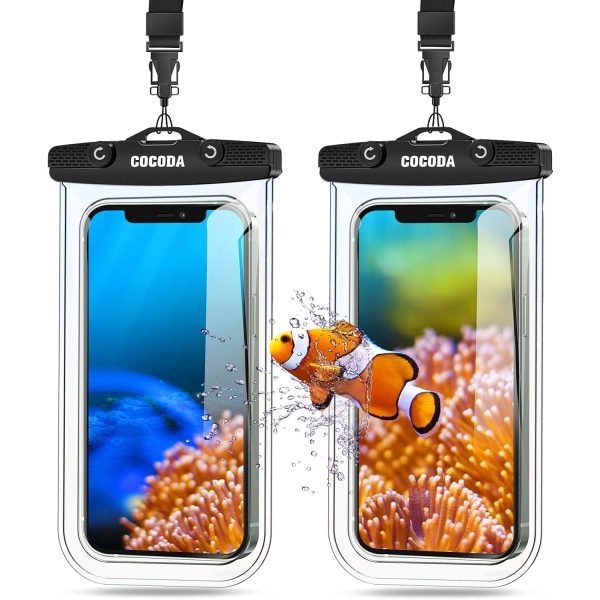 TMI vattentät telefonväska, 2-pack undervattenstorrväska IPX8 vattentät phone case Kompatibel