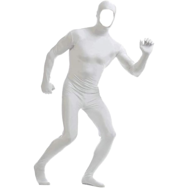 ler herr och dam spandex öppen ansikte helkropp zentai kostym body vit medium