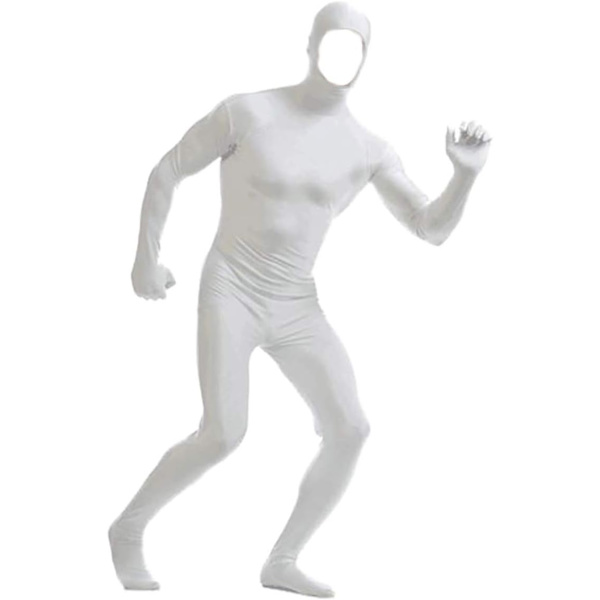 ler herr och dam spandex öppet ansikte helkropp zentai kostym body vit liten