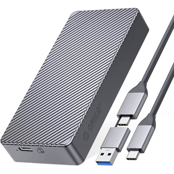 40 Gbps M.2 NVMe SSD-hölje USB4 PCIe3.0x4 USB-C-adapter i aluminium, uppgraderat NVMe PCIe 2280 M-Key externt M2 Solid State Drive-hölje, kompatibelt med Thunderbolt 3/4 USB3.2/3.1/3.0/ Typ C Grå 40 Gb