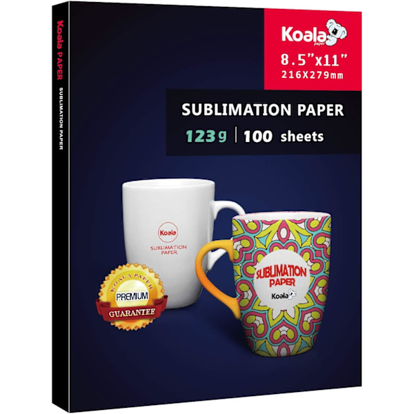 Kla Sublimering Värmeöverföringspapper 8,5x11 Tum för Bläckstråleskrivare Kompatibel med Sublimeringsbläck 100 Ark