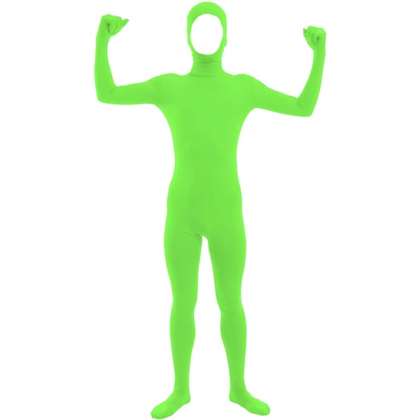 ler Spandex för män och kvinnor med öppet ansikte Helkropps Zentai Costume Bodysuit Lime Grön Large