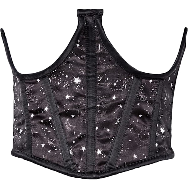 sy corsets dam Lavish Celestial Satin Open Cup Waist Cincher Svart 3X