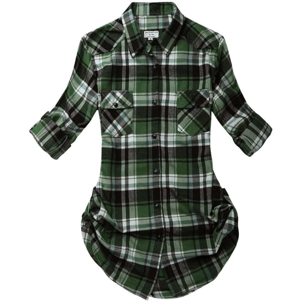 ch Långärmad flanell-rutig skjorta för kvinnor Rut #3 XX-Large
