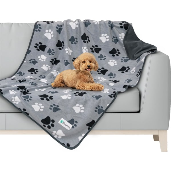 Ami vattentät hundtäcke för medelstor hund, husdjursvalptäcke cover , fleecekatt som kan tvättas, Co Paw Print Grey Large (40x60)