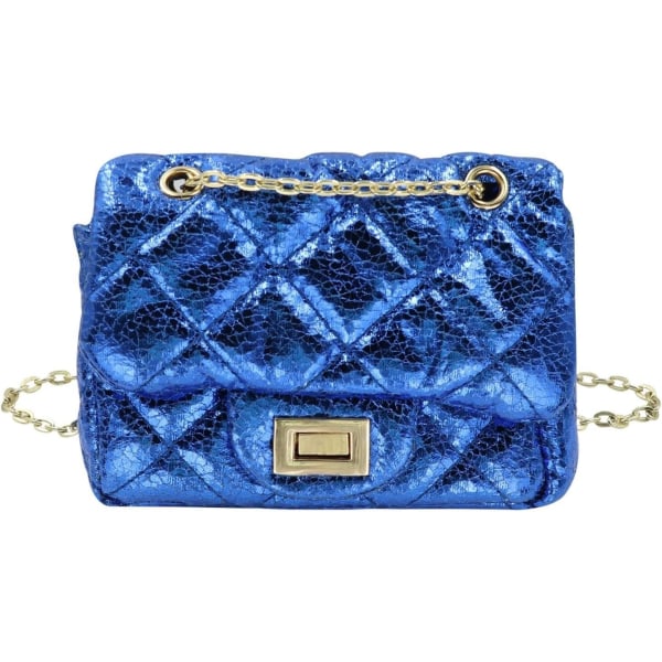 YC Små flickor Småbarn Crossbody-väska Leopardmönster axelväska Handväska med kedjerem glänsande blå