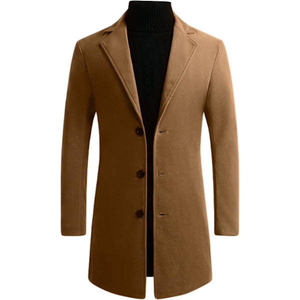 s Slim Fit Vintervarm kappa Ull Trenchcoat Solid Färg Lång Business Jacka Khaki 4X-Large