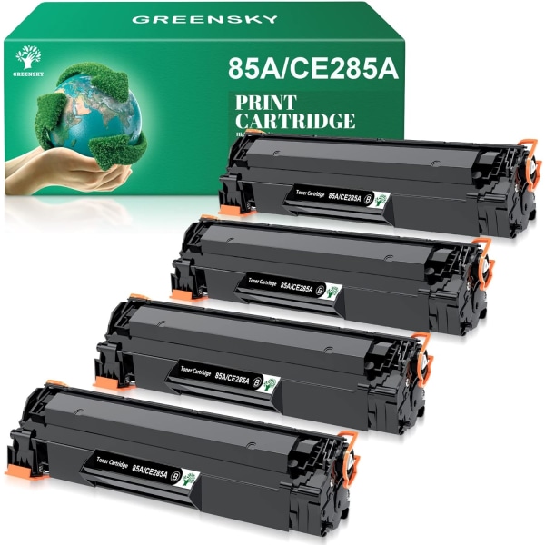 GENSKY-kompatibla tonerkassetter, byte för HP 85A CE285A för HP Laserjet Pro P1102W P1109W M1212NF M1217NFW-skrivare (svart, 4-pack)