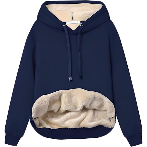 ajisi Damhuvtröja med huva Fleece Sherpa-fodrade huvtröjor Vinter Causal Loose Fit Pullover