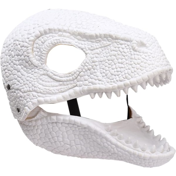 MAOHE Dinosaurie Mask Halloween Mask Mjuk Latex Dino Mask Rörlig Käke Rörlig Dinosaurie Huvud Mask Tyrannosaurus Rex Mask Hal Vit