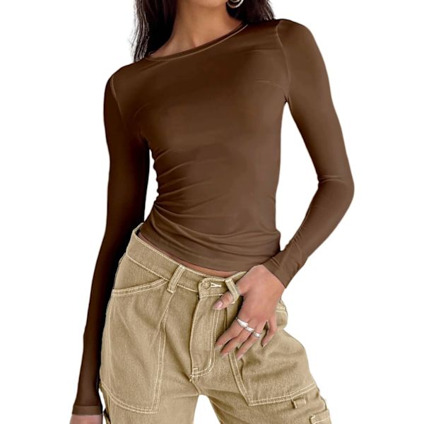 rdsion Dam Casual Basic Going Out Crop Tops Slim Fit Kortärmad Rund Hals Tight T-shirts