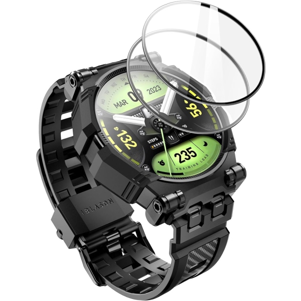 lason Armorbox kompatibel med Samsung Galaxy Watch 6/5/4 [44mm], Robust hållbar TPU Galaxy Watch 6/5/4-band med 2-pack svart