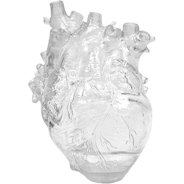 MAOHE Anatomisk Hjärtvas Klar Mänsklig Hjärtformad Vas Hartskulptur i Harts Vas Kreativa Dekorativa Blomvaser fo Clear