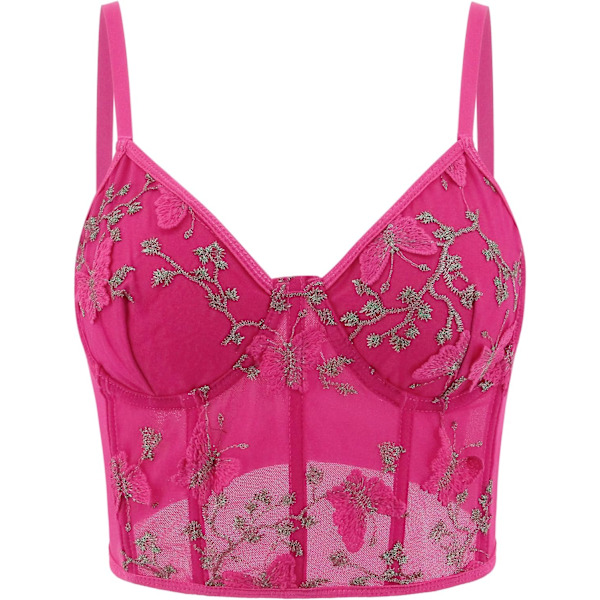 tudineus Kvinnor Justerbar Metallic Sexig PU Läder Bralette BH Väst för Festivaler, Raves, Clubwear Rose Röd Smör Liten