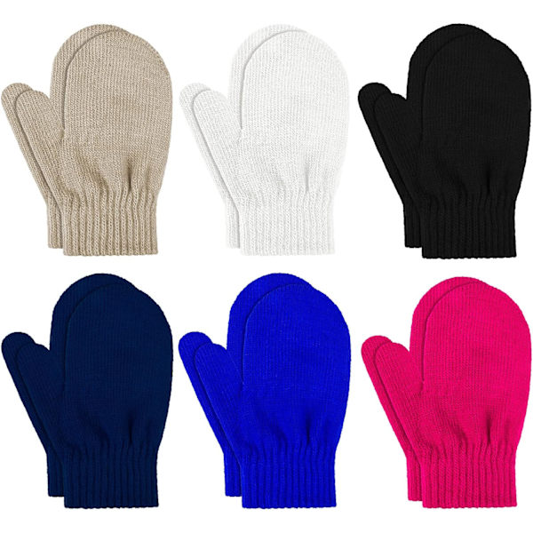 airs Vinterbarnshandskar Varmt Stickade Småbarnshandskar Babyhandskar Mjuka Tjocka Stretchiga Handskar Vantar för Pojkar Flickor 1-4 År Ljusa Färger Vantar